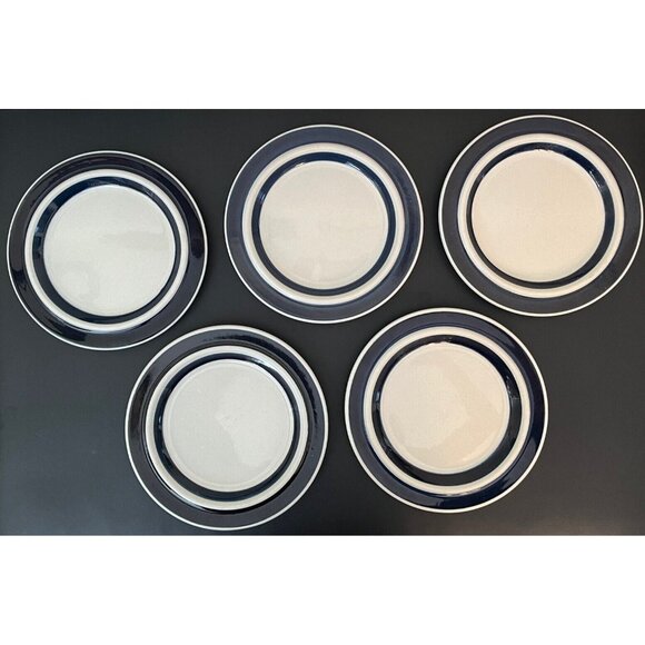 5 Arabia Anemone Blue 8” Salad or Dessert Plates MCM Light Wear